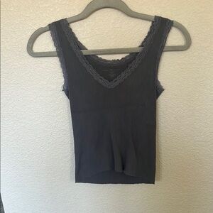 Gray Lace Trim Brandy Melville Top